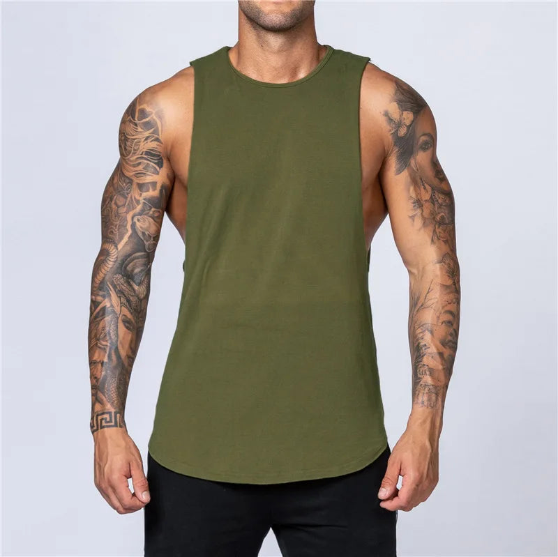 Muskel übung Tanktops Männer Sommer Drop Armloch Weste Sport kleidung Baumwolle Unterhemd abgeschnitten ärmelloses T-Shirt Bodybuilding Top