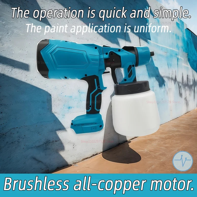600 ml kabelloses elektrisches Farbspritzgerät, leistungsstarkes Airbrush-Spritzgerät für Auto-Möbel, Stahlbeschichtung, für den Innenbereich
