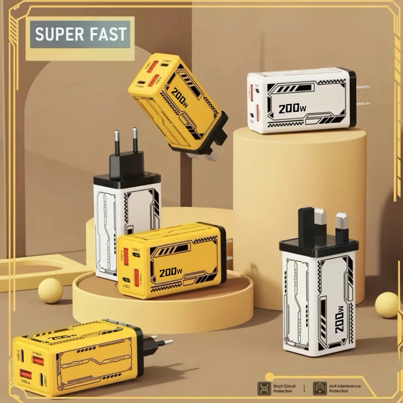 Xiaomi Gan 200W Multi Port Ladegerät mit Dual Pd und Dual Typec Ladekopf geeignet für Huawei iPhone Ladegerät Schnellladung