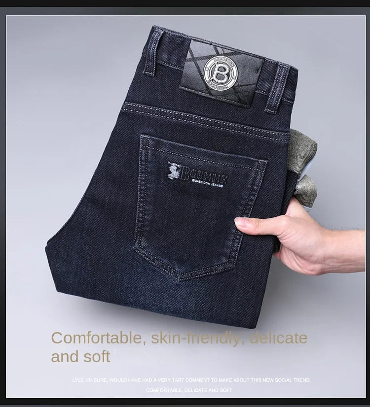 Herren-Jeans mit geradem Bein, hochwertig, leicht, luxuriös, bestickt, lässig, vielseitig, modisch, schlankmachend, glatter Silhouetten-Stil