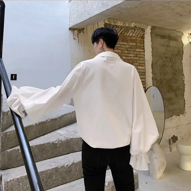 Piratenhemd für Herren, Vintage-Gothic-Renaissance-Stil, Rüschen, Schnürung, mittelalterliches Buccaneer-Blusenoberteil für alle Jahreszeiten