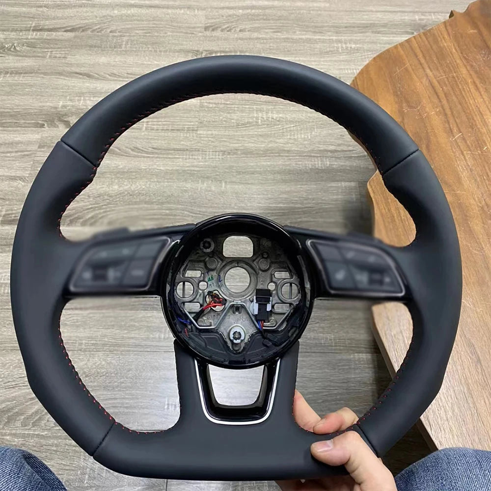 Beheiztes Lenkrad mit flachem Boden aus Leder für Audi a3 a4 a5 b9 halb perforiertes beheiztes Sportlenkrad beheizt