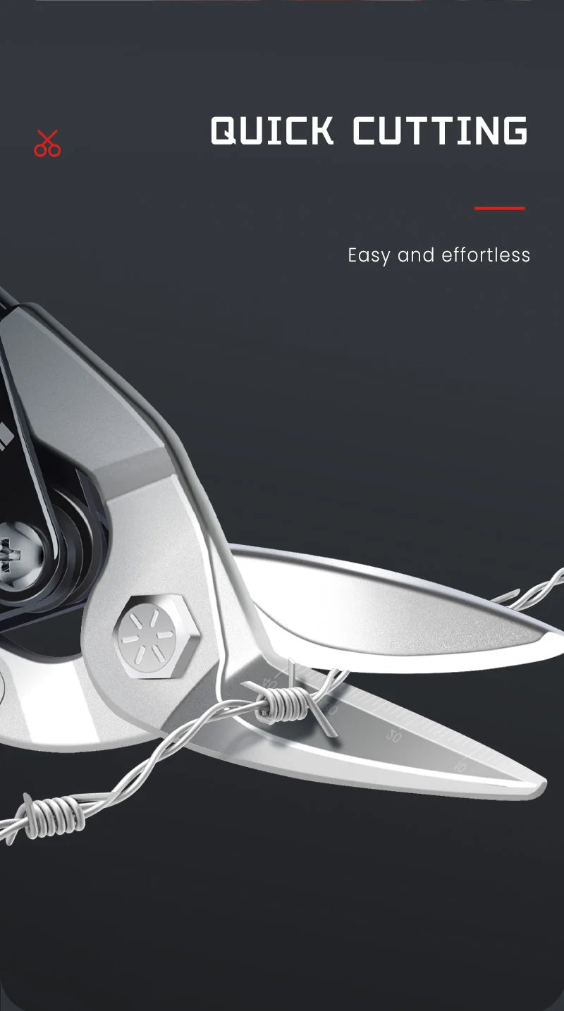 AIRAJ 10/12 Zoll Luftfahrtschere Toughbuilt Metallblechschneiden Multifunktionsschere mit abgestuftem Lineal EDC-Handwerkzeuge