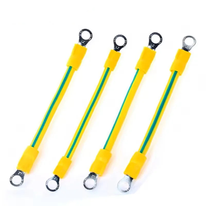 10AWG 12AWG 14AWG Solar-PV-Erdungskabel mit Anschluss 2,5 mm, 4 mm, 6 mm Erdungsdrahtloch, 6 mm gelb-grünes flexibles Kupfer-Erdungskabel