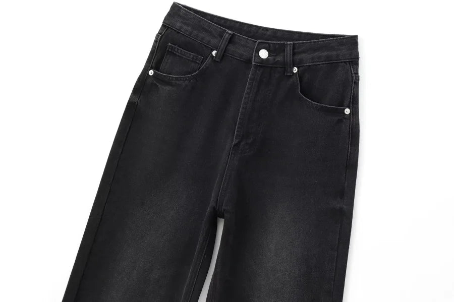 ETJ Damen-Jeans mit weitem Bein und hoher Taille, klassisch, alles mit fünf Taschen, gewaschen, weich, bequem, ultralange Jeans6045022