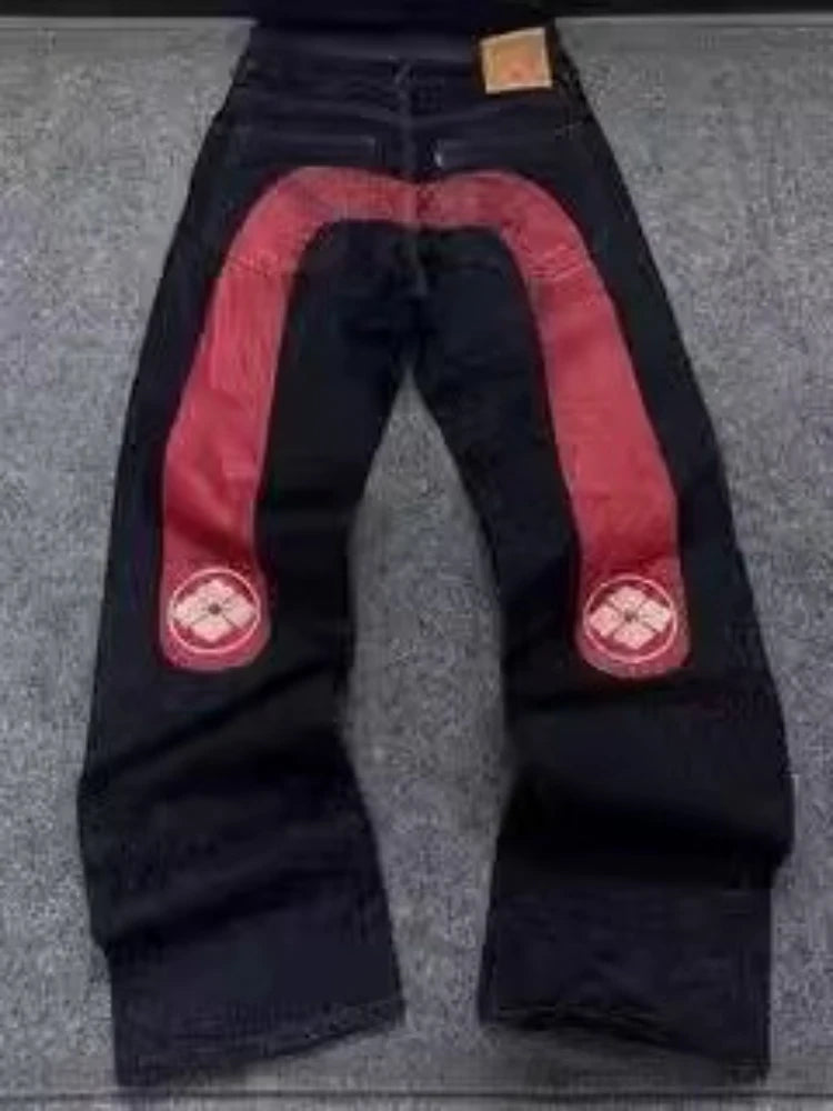 Europäische und amerikanische Hip-Hop-Jeans für Männer und Frauen, die vier Jahreszeiten bedruckt, trendige Hosen Gothic Y2K High Street Frühling und Sommer