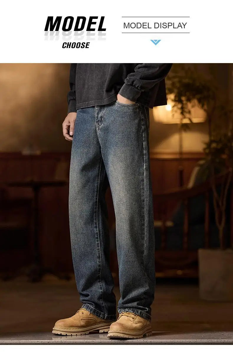 Herren-Jeans mit elastischem Bund, entspannte Passform, blaue Herrenjeans mit elastischem Bund, Reißverschluss und Knopf
