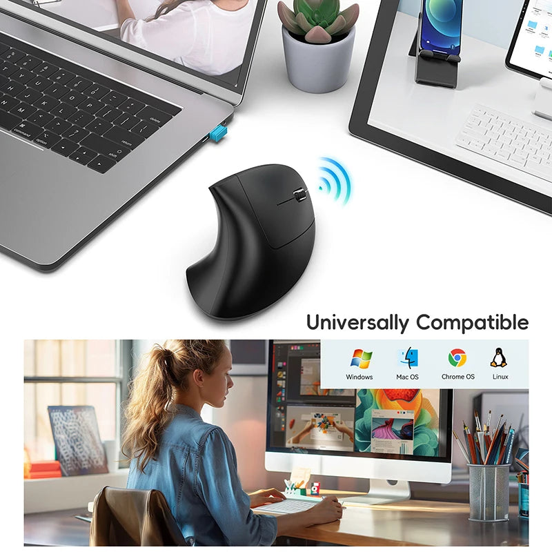 Xiaomi Vertikale Maus 2,4g + bt5.1 Dual-modus Drahtlose Mäuse Stummschaltung Prävention Maus Hand 6d Wiederaufladbare Typ-c 2400dpi Gaming Maus