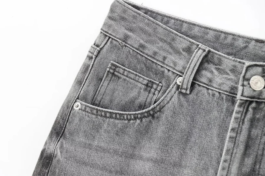 ETJ Damen-Jeans mit weitem Bein und hoher Taille, klassisch, alles mit fünf Taschen, gewaschen, weich, bequem, ultralange Jeans6045022