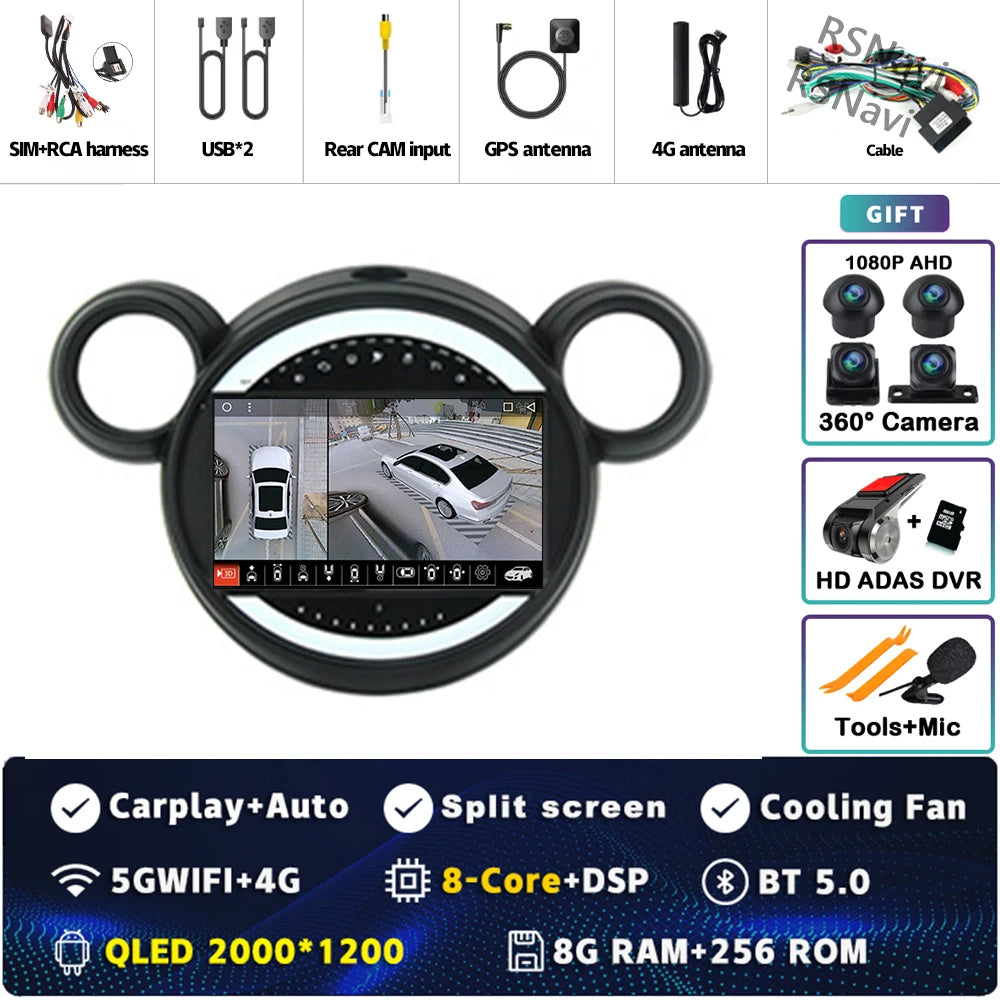 Android 15 Carplay Auto 2K Bildschirm Auto Radio Multimedia Player Für BMW Mini Cooper Countryman R56 R60 2011-2013 stereo Navigation