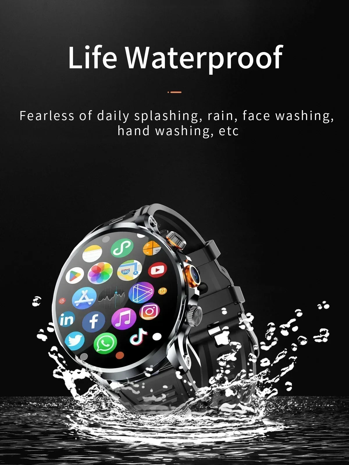 Neue H18 Android Smartwatch 1,95 Zoll AMOLED Blaulichtfilter Bluetooth Anruf GPS+GLONASS Dual Navigation Wasserdicht