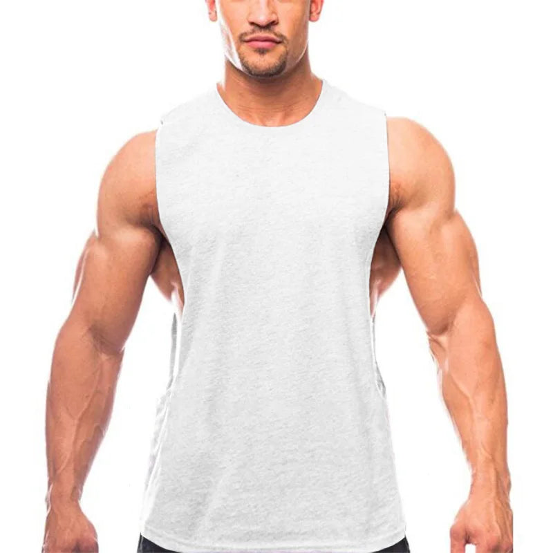 Gym Kleidung Männer Seiten Abgeschnitten T-shirts Dropped Armlöcher Tank Tops Workout Fitness Ärmellose Weste Outdoor Jogging Unterhemd