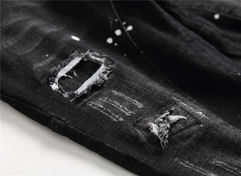 Jeans Männer Lange Bleistift Hosen Denim Hose Hohe Taille Slim Fit Einfache Zipper Splice Casual Regelmäßige Herbst Winter Gerade Hosen