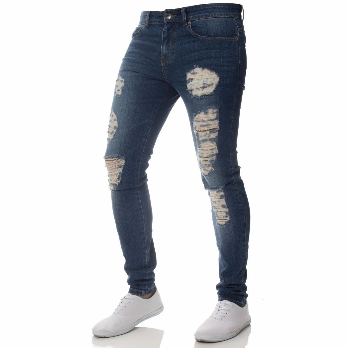 Zerrissene Jeans Männer Stretch Skinny Grey Blue schwarz Hip Hop Jeans hose Streetwear Casual Slim Fit Jeans für Männer Jogging Jeans