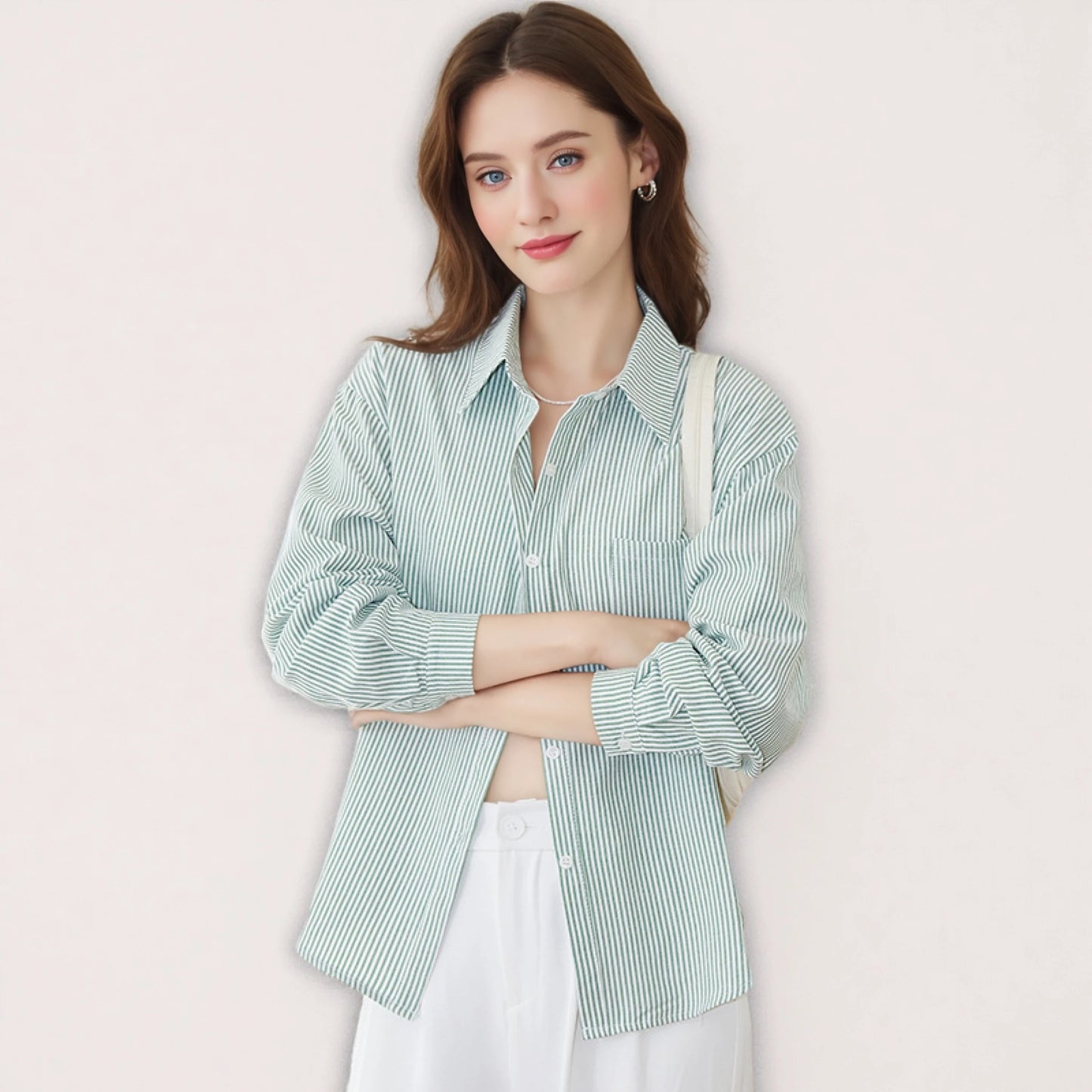 Einfache weiß blau rot gestreifte Hemd Frauen Frühling neue weibliche lässige Langarm Blusen und Tops Mode Damen Kleidung