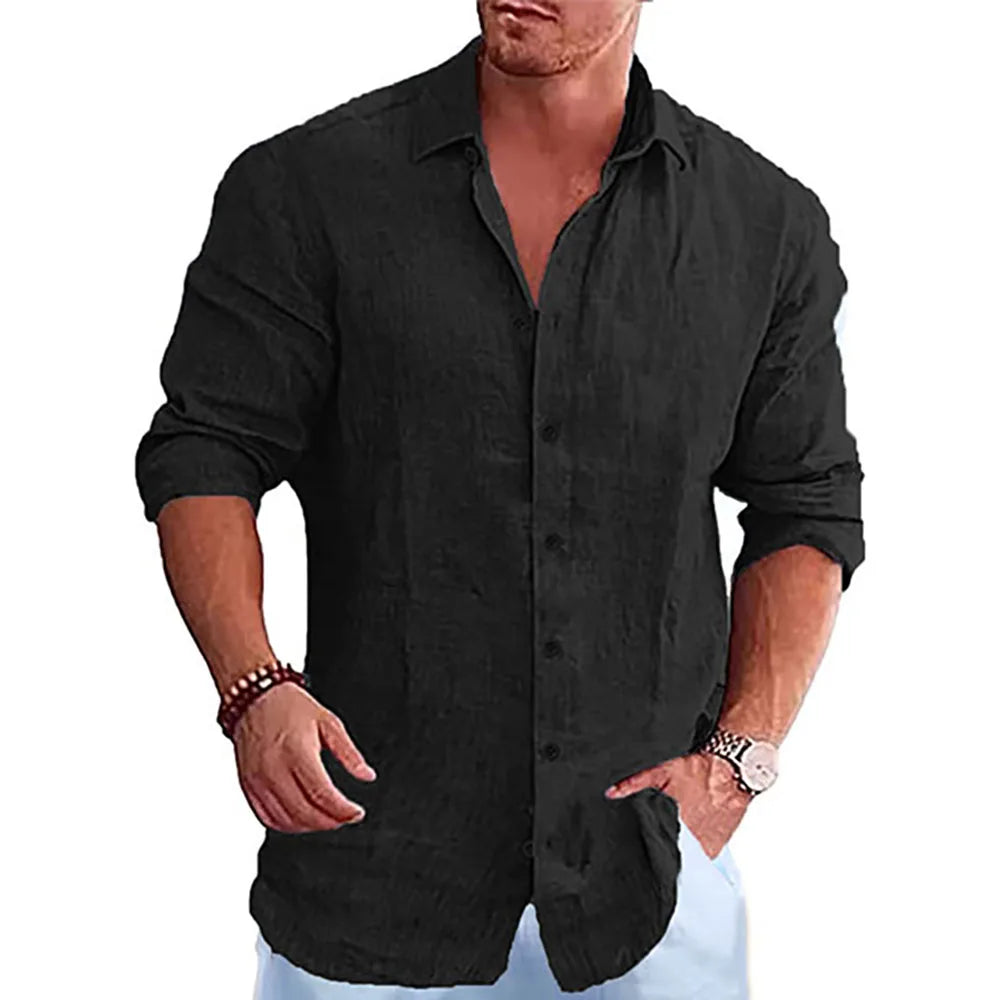 Männer Langarm Hemd Anzug Casual Einfachen Stil Revers Kragen Leichte Atmungsaktive Outfit Männliche Mode Sets Frühling Sommer