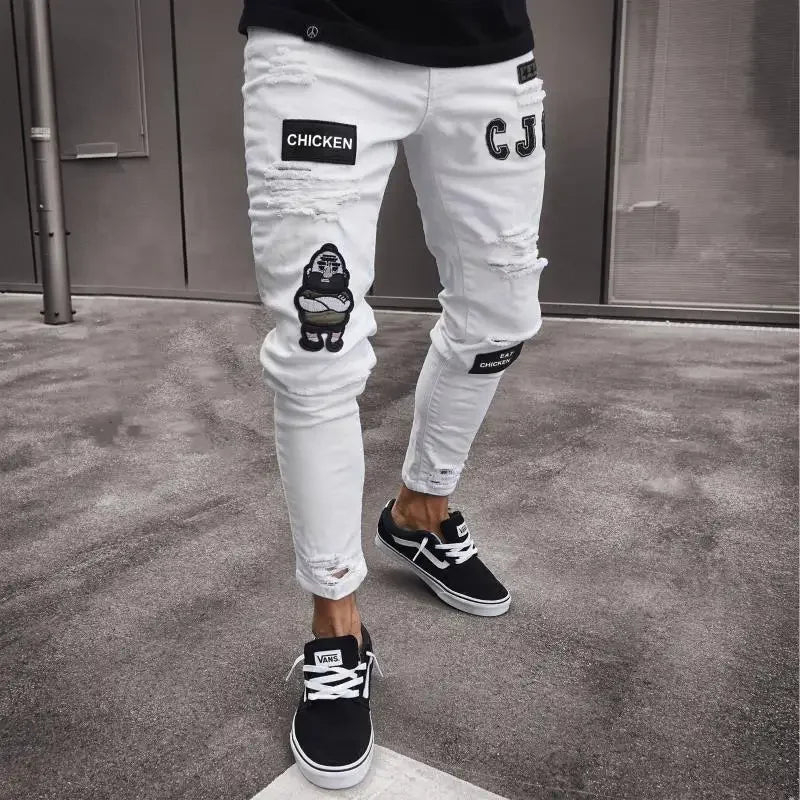 Zerrissene Jeans Männer Stretch Skinny Grey Blue schwarz Hip Hop Jeans hose Streetwear Casual Slim Fit Jeans für Männer Jogging Jeans