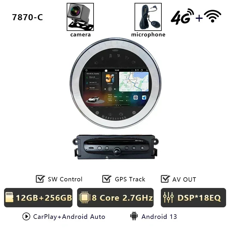 CHSTEK Autoradio für BMW Mini Cooper S Clubman R55 Clubvan R56 Cabrio R57 Coupe R58 R59 Multimedia Bluetooth Android Player GPS