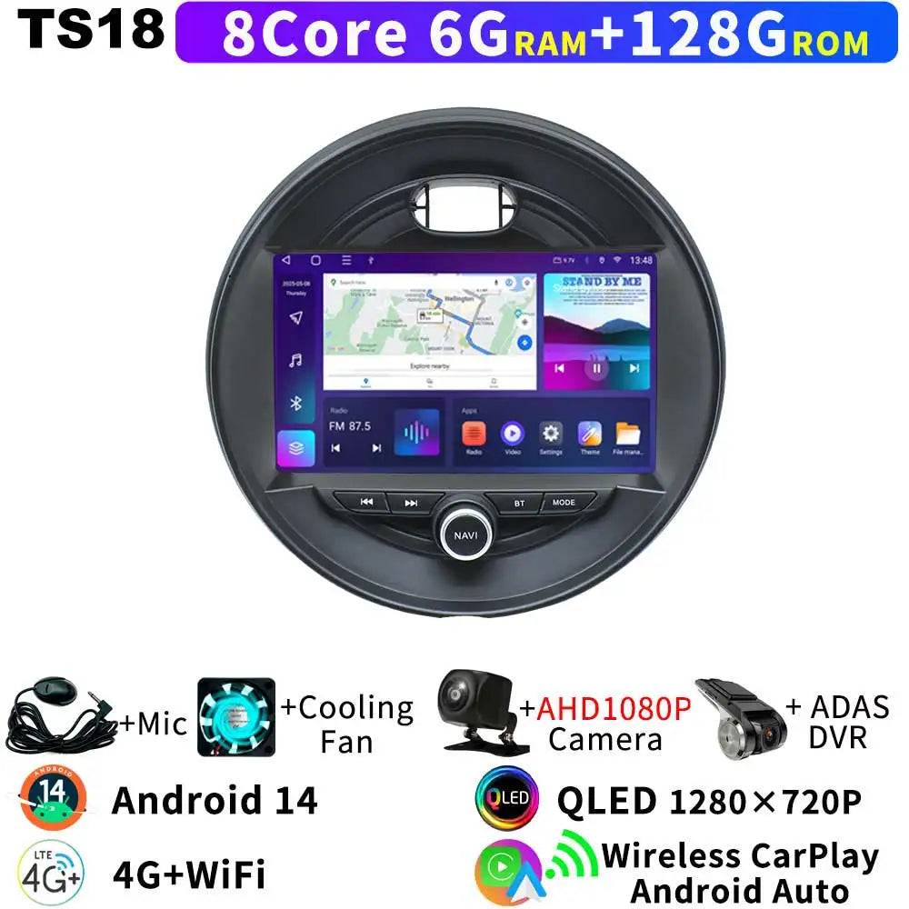 Für Mini Cooper F54 F55 F56 F57 F60 2014-2019 Head Unit Android 14 8Core QLED GPS Navigation CarPlay auto Radio Multimedia Player