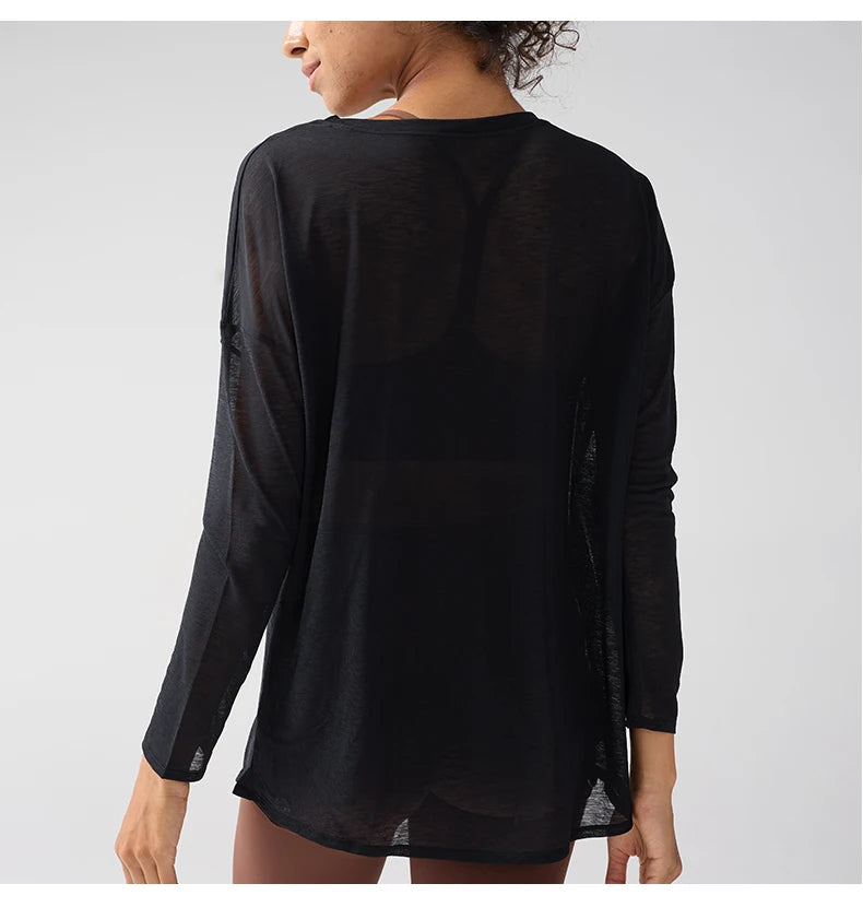 Gym Sport Tops Workout T-shirts Frauen Yoga Kleidung Laufen Lose Schlank Schnell Trocknend Training Langarm Bluse Fitness Tops 👚