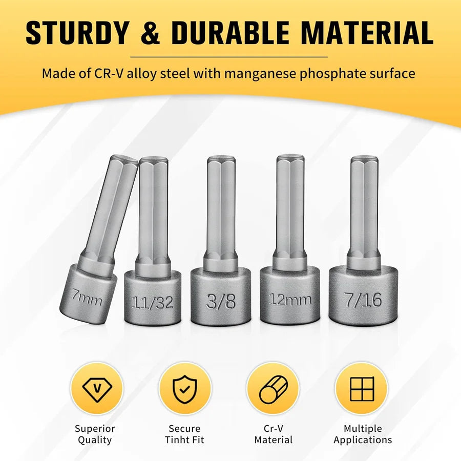 9 stücke/14 stücke Leistungsstarke Buchse Innensechskantschlüssel Sechskantgriff Schraubendreher Buchse Verlängerungsstange Pneumatische Schraubendreher Einsatz