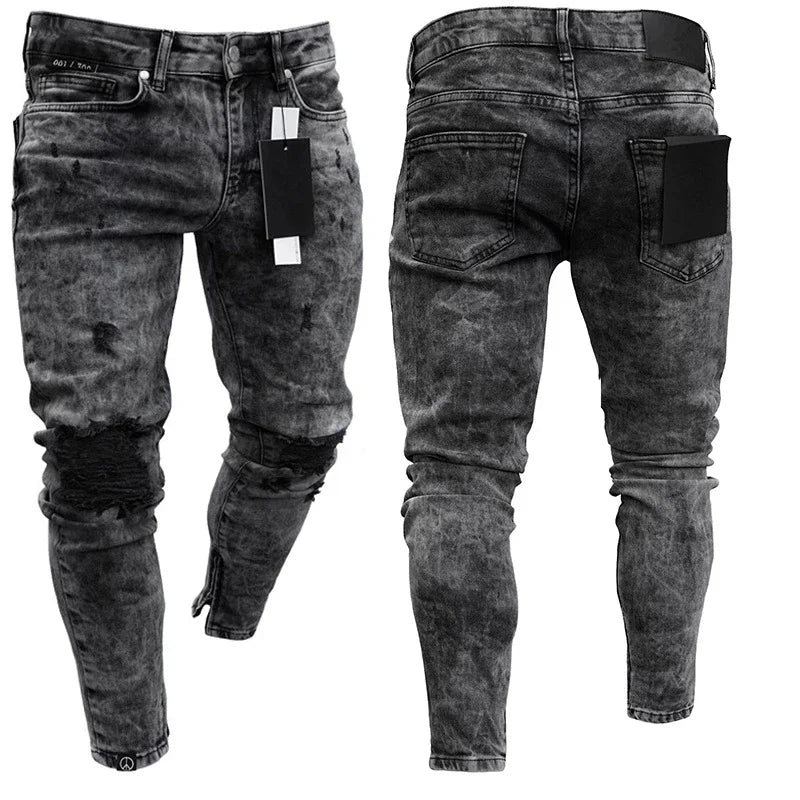 Zerrissene Jeans Männer Stretch Skinny Grey Blue schwarz Hip Hop Jeans hose Streetwear Casual Slim Fit Jeans für Männer Jogging Jeans