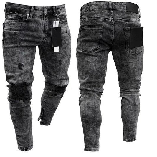 Zerrissene Jeans Männer Stretch Skinny Grey Blue schwarz Hip Hop Jeans hose Streetwear Casual Slim Fit Jeans für Männer Jogging Jeans
