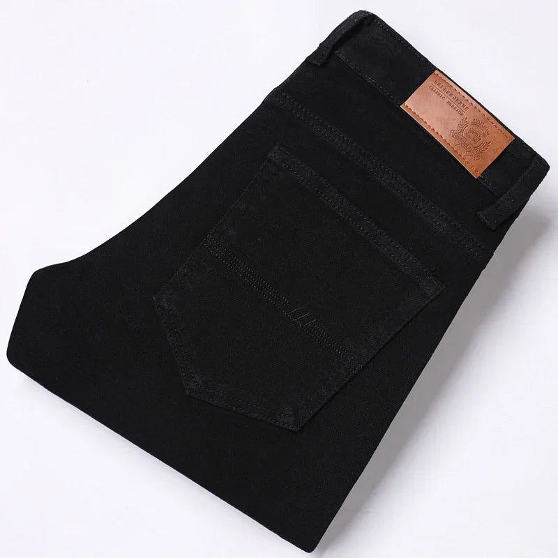 Weiße Jeans Herrenmode Gerade Elastische Baumwolle Denim Hosen Frühling Herbst Allgleiches Business Casual Hosen Männliche Kleidung