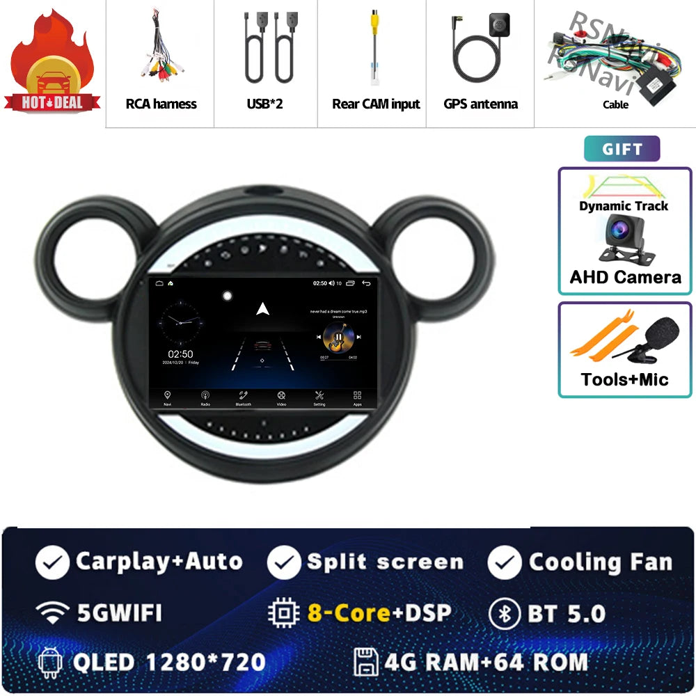 Android 15 Carplay Auto 2K Bildschirm Auto Radio Multimedia Player Für BMW Mini Cooper Countryman R56 R60 2011-2013 stereo Navigation