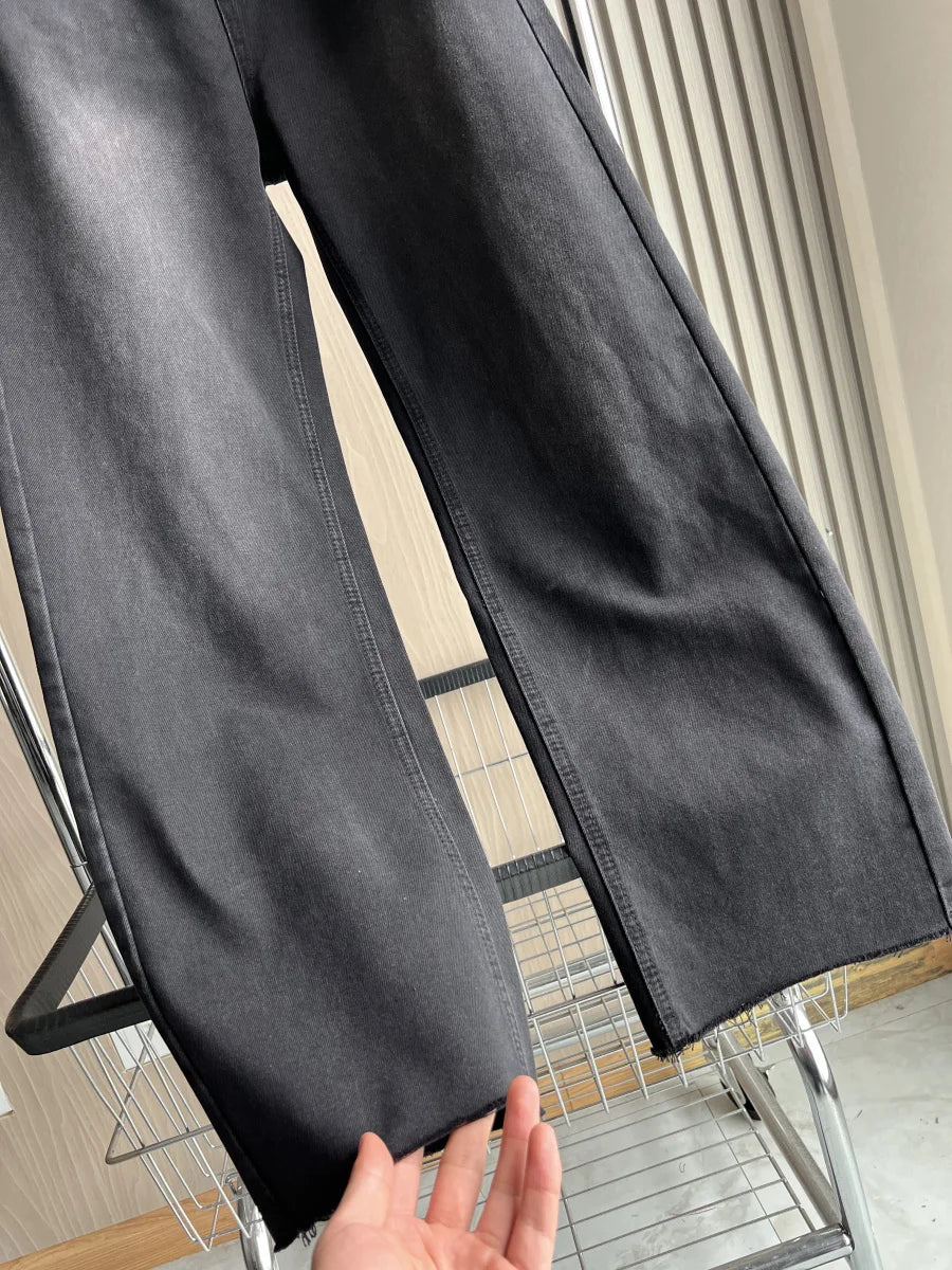 ETJ Damen-Jeans mit weitem Bein und hoher Taille, klassisch, alles mit fünf Taschen, gewaschen, weich, bequem, ultralange Jeans6045022