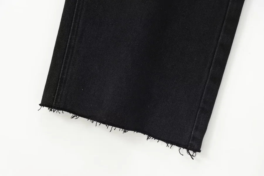 ETJ Damen-Jeans mit weitem Bein und hoher Taille, klassisch, alles mit fünf Taschen, gewaschen, weich, bequem, ultralange Jeans6045022