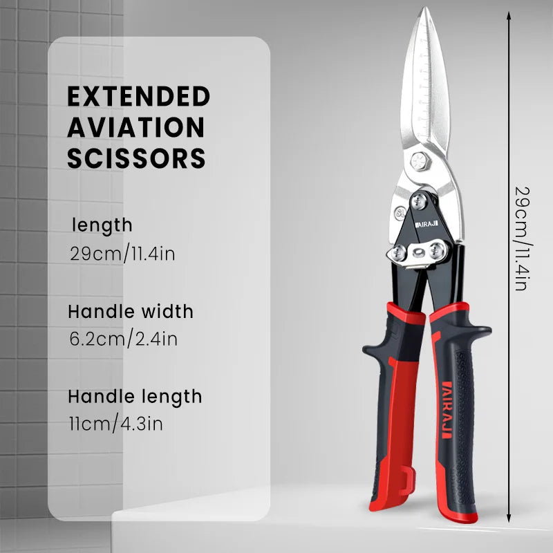AIRAJ 10/12 Zoll Luftfahrtschere Toughbuilt Metallblechschneiden Multifunktionsschere mit abgestuftem Lineal EDC-Handwerkzeuge