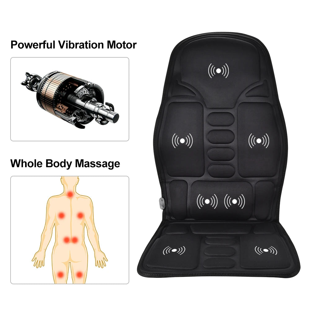 Elektrisches Rückenmassagegerät, Infrarot-Ganzkörpermassagestuhl, Kissen, Heizung, Vibrator, Auto, Zuhause, Büro, Lendenwirbelsäule, Nackenmatratze, Stuhlmatte
