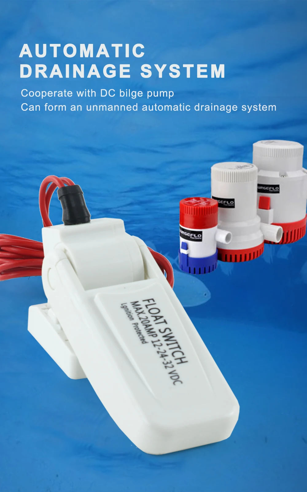 Wasserpumpe Schalter DC 12V Automatische Elektrische Boot Marine Bilge Pumpe Float Wasserstand Controller Fluss Sensor Schalter Hardware