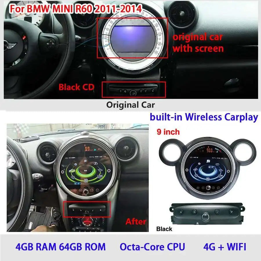 7 "/9" Radio Auto Multimedia-Player Für BMW Countryman Mini R60 2014 Auto Android 13 BMW Mini Cooper GPS Video Recoder Navigation