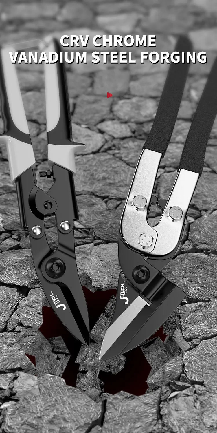 Professionelle Industrieschere: Edelstahlschere, Blechschere zum Schneiden von Blechen und PVC-Rohren