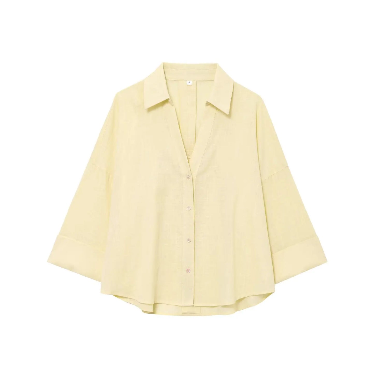 Damenhemd mit Kragen und weiten Ärmeln, schlichtes und lässiges Temperament-Sommerhemd im neuen Stil