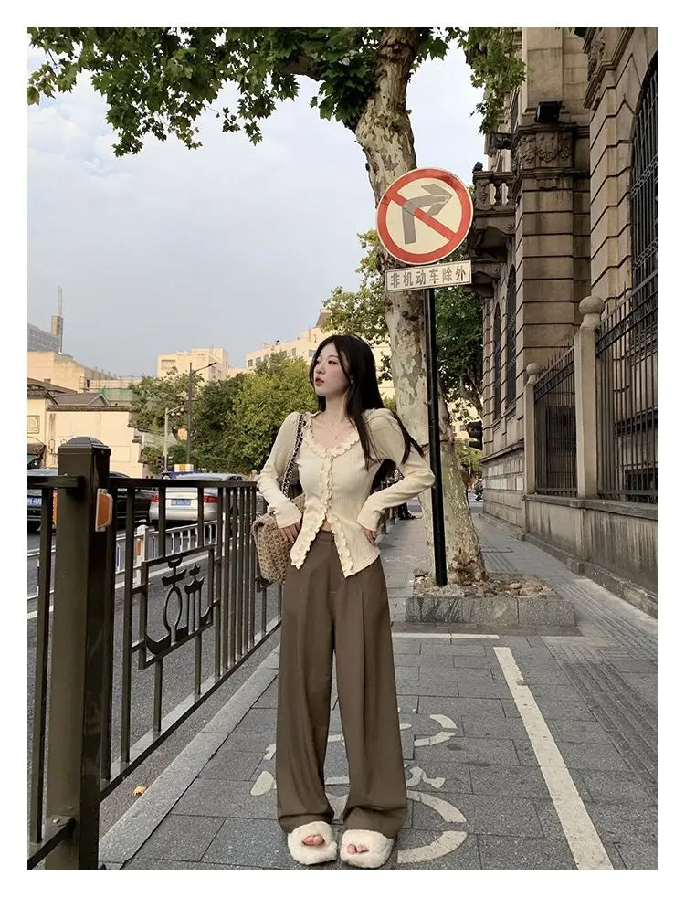 Dünne Hemden Frauen Langarm Frühling Elegante Büro Dame Vintage Rüschen Ziemlich Design Chic Gemütliche Tops Temperament Einfache Beliebt