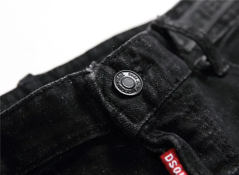 Jeans Männer Lange Bleistift Hosen Denim Hose Hohe Taille Slim Fit Einfache Zipper Splice Casual Regelmäßige Herbst Winter Gerade Hosen