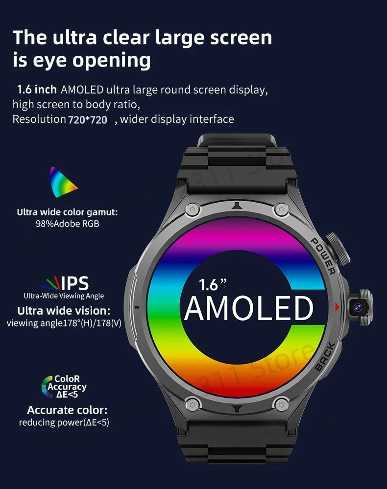 H12 Smartwatch 4G LTE Smartwatch mit WiFi SIM 1,6 Zoll AMOLED-Display Rotierende Kameras Videoanruf GPS Play Store App-Download