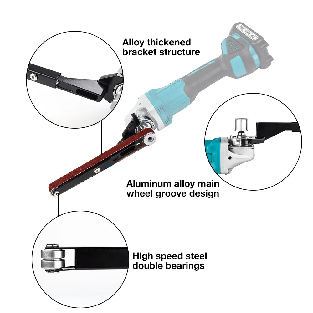 Bandschleifer, Winkelschleifer zu Bandschleifer Konverter Bandadapter M10/M14 Winkelschleifer für 100/115/125, Bandschleifer Holzbearbeitungs-Schleifwerkzeug, Holz-/Metallkantenpolierwerkzeug