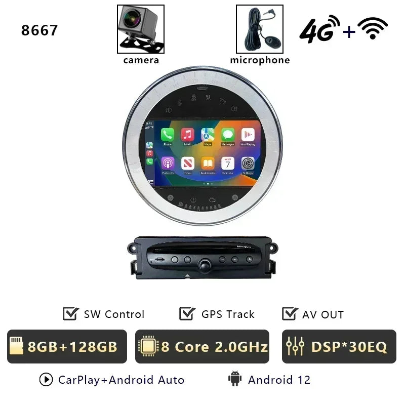 CHSTEK Autoradio für BMW Mini Cooper S Clubman R55 Clubvan R56 Cabrio R57 Coupe R58 R59 Multimedia Bluetooth Android Player GPS