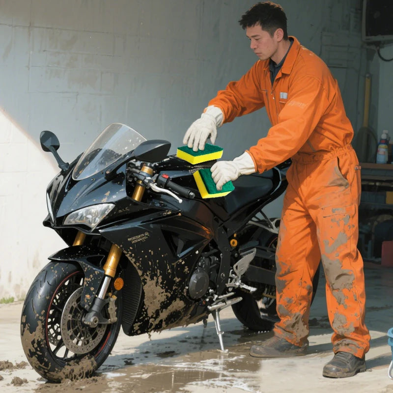 Doppelseitiger magischer Schwamm für Motorräder, Töpfe und Küchen – Hochleistungs-Fettreinigungsschwamm