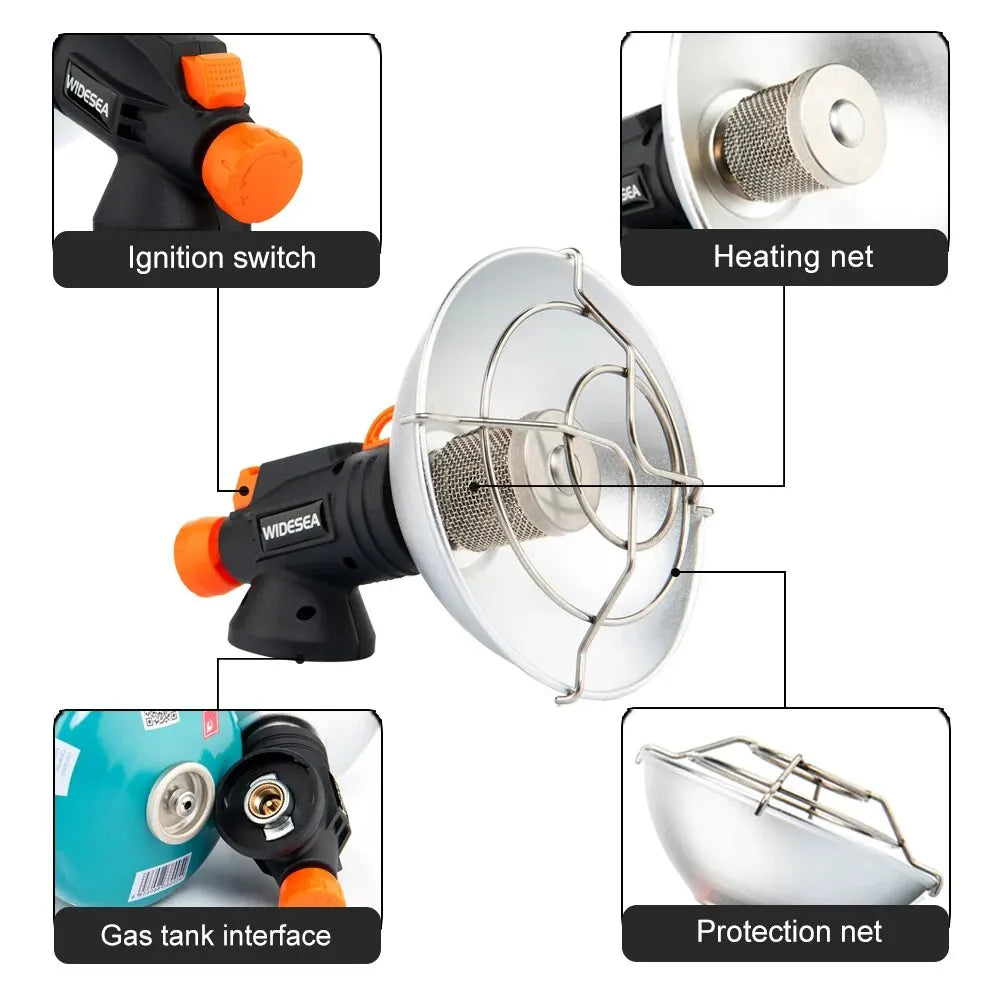 Widesea Camping-Heizung, tragbarer Kamin aus Edelstahl für den Winter, Outdoor, Herd, Wandern, Gasbrenner, Heizung, Überlebensausrüstung