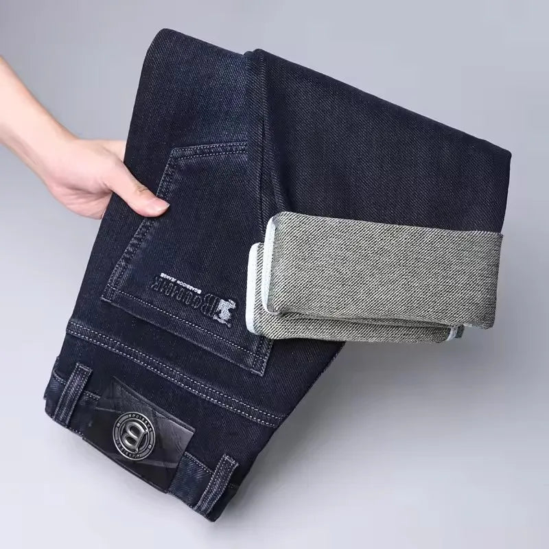 Herren-Jeans mit geradem Bein, hochwertig, leicht, luxuriös, bestickt, lässig, vielseitig, modisch, schlankmachend, glatter Silhouetten-Stil