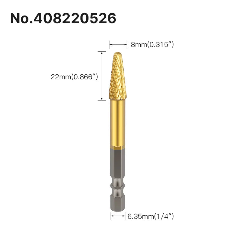 LIDIAO Titanbeschichtung, Rotationsgrate, Rotationsfeile, Sechskantschaft, Schleifwerkzeuge, Gravur, Schleifen, Polieren, Bit für Metall, Holz