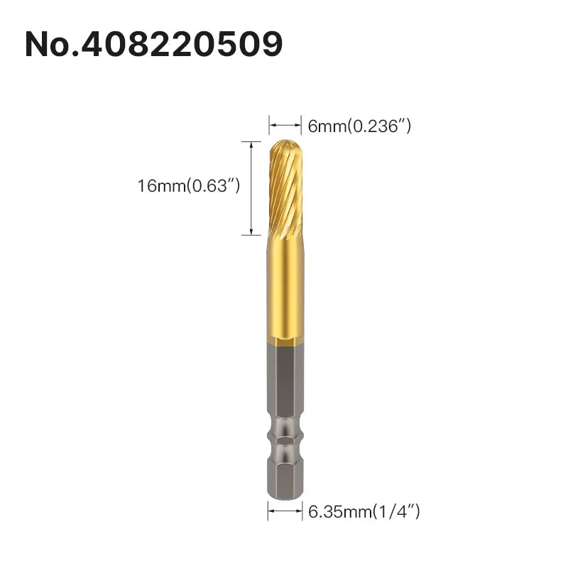 LIDIAO Titanbeschichtung, Rotationsgrate, Rotationsfeile, Sechskantschaft, Schleifwerkzeuge, Gravur, Schleifen, Polieren, Bit für Metall, Holz
