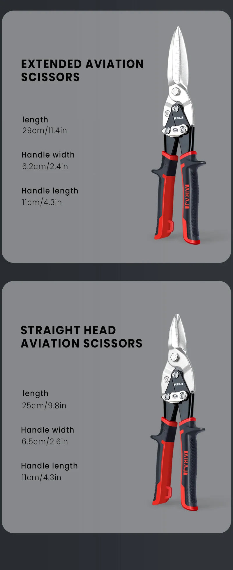 AIRAJ 10/12 Zoll Luftfahrtschere Toughbuilt Metallblechschneiden Multifunktionsschere mit abgestuftem Lineal EDC-Handwerkzeuge