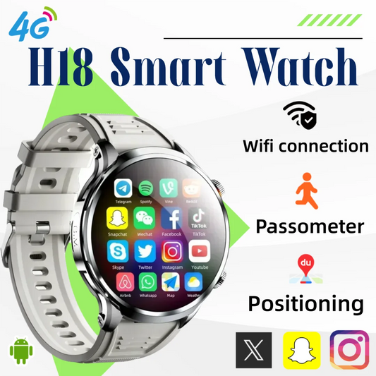 Neue H18 Android Smartwatch 1,95 Zoll AMOLED Blaulichtfilter Bluetooth Anruf GPS+GLONASS Dual Navigation Wasserdicht