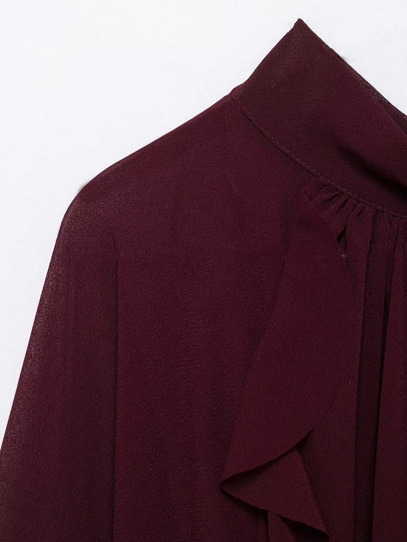 Zevity 2025 Frauen Mode Stehen Kragen Falten Rüschen Lose Mantel Bluse Weibliche Zurück Bogen Gebunden Kittel Hemd Blusas Chic Tops LS2613